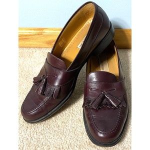 Massimo Emporio A422 Burgundy Kiltie Tassels Loafers Mens 10.5M Spain EUR 44